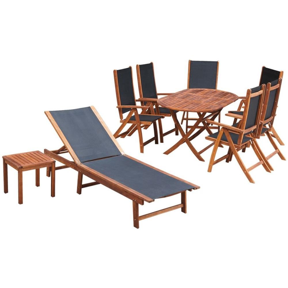 Set da Pranzo per Esterni 9 pz in Legno di Acacia e Textilene - Foto 1