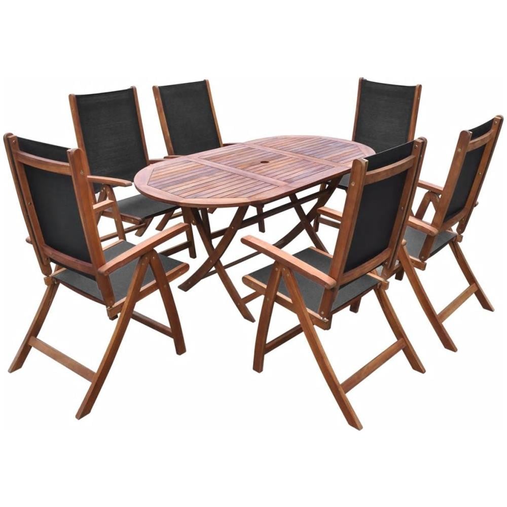 Set da Pranzo per Esterni 9 pz in Legno di Acacia e Textilene - Foto 2