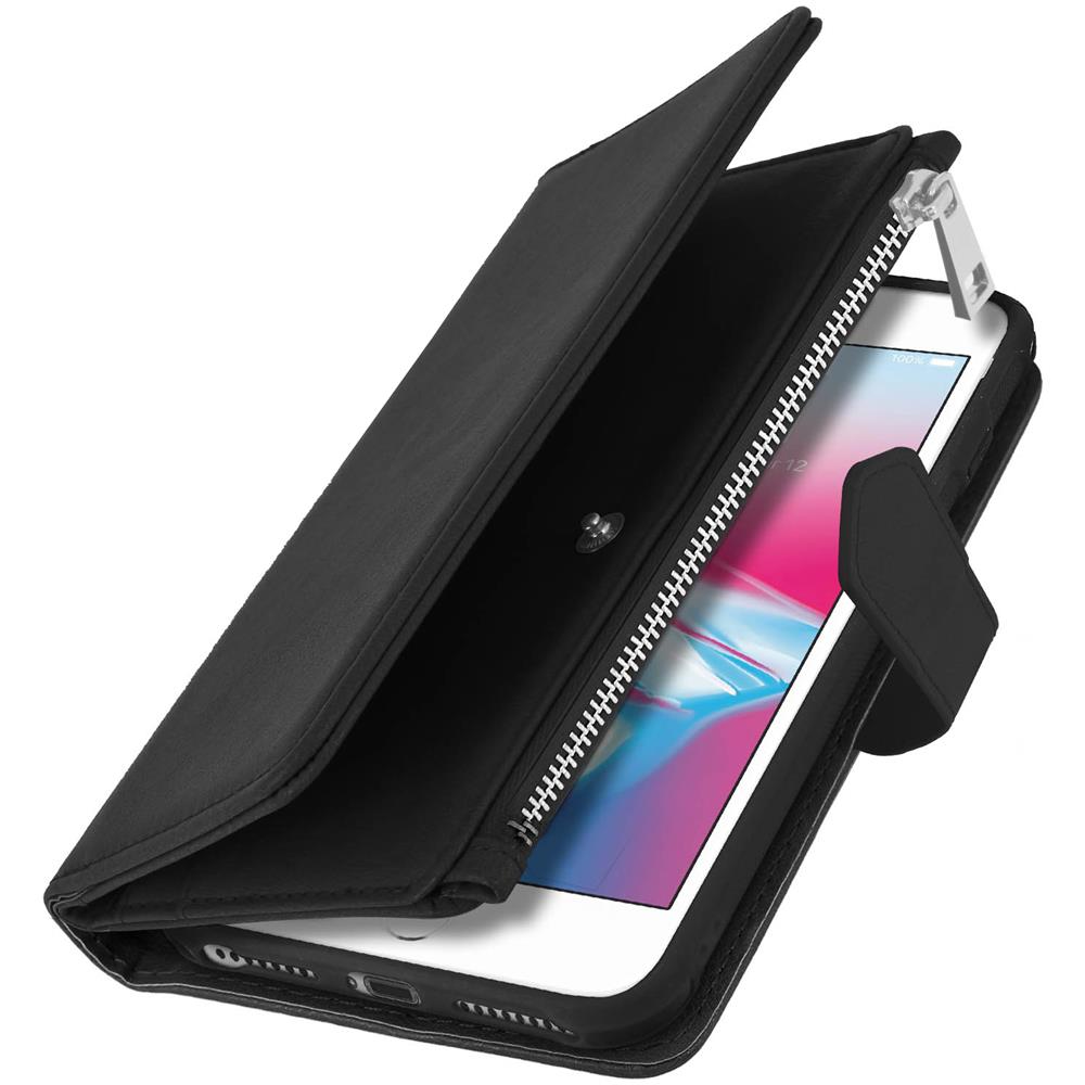 Custodia Iphone 6 Plus / 6s Plus / 7 Plus / 8 Plus Portafoglio Cover Amovibile - Nero - Foto 2