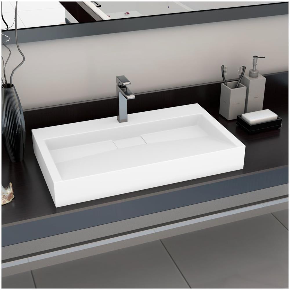 Lavandino 80x46x11 Cm Blocco In Marmo / minerale Bianco - Foto 1