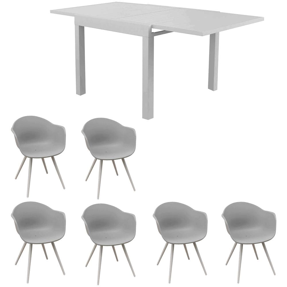 Jerri - Set Tavolo In Alluminio Cm 90/180 X 90 X 75 H Con 6 Poltrone Dynamo - Foto 1