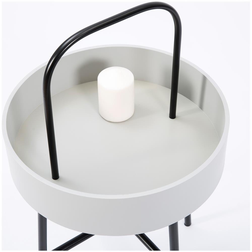 Tavolino Rotondo Jaipur Piano In Mdf Grigio E Struttura In Metallo Di Colore Nero Opaco / Diametro: 40 Cm - Foto 3