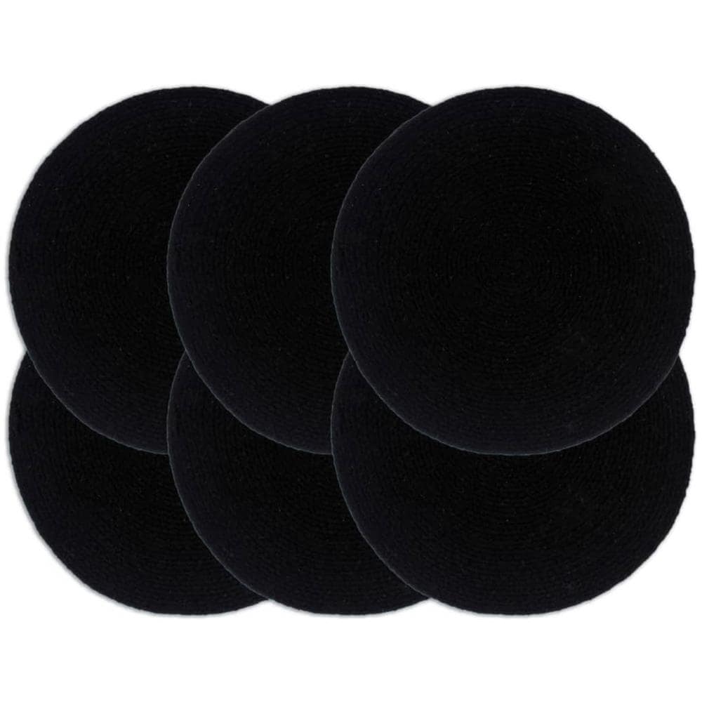 Tovagliette 6 Pz Nero Neutro 38 Cm Rotonde In Cotone - Foto 1
