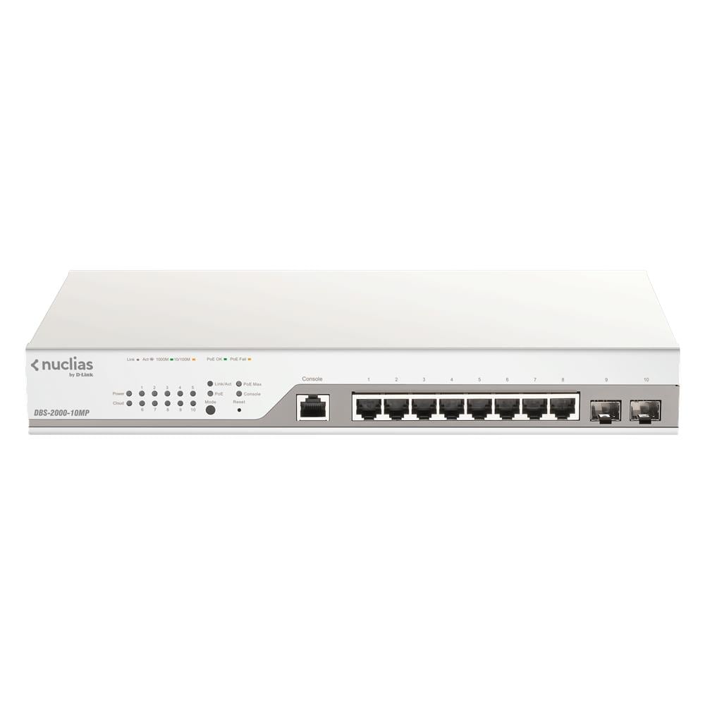 Switch DBS-2000-10MP 8 Porte Ethernet PoE 10 / 100 / 100 Mbps RJ45 con 2 Porte Combo SFP Managed - Foto 1