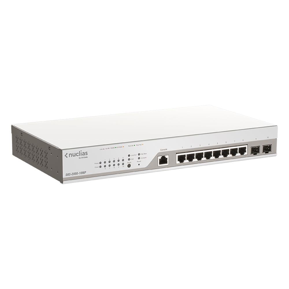 Switch DBS-2000-10MP 8 Porte Ethernet PoE 10 / 100 / 100 Mbps RJ45 con 2 Porte Combo SFP Managed - Foto 2