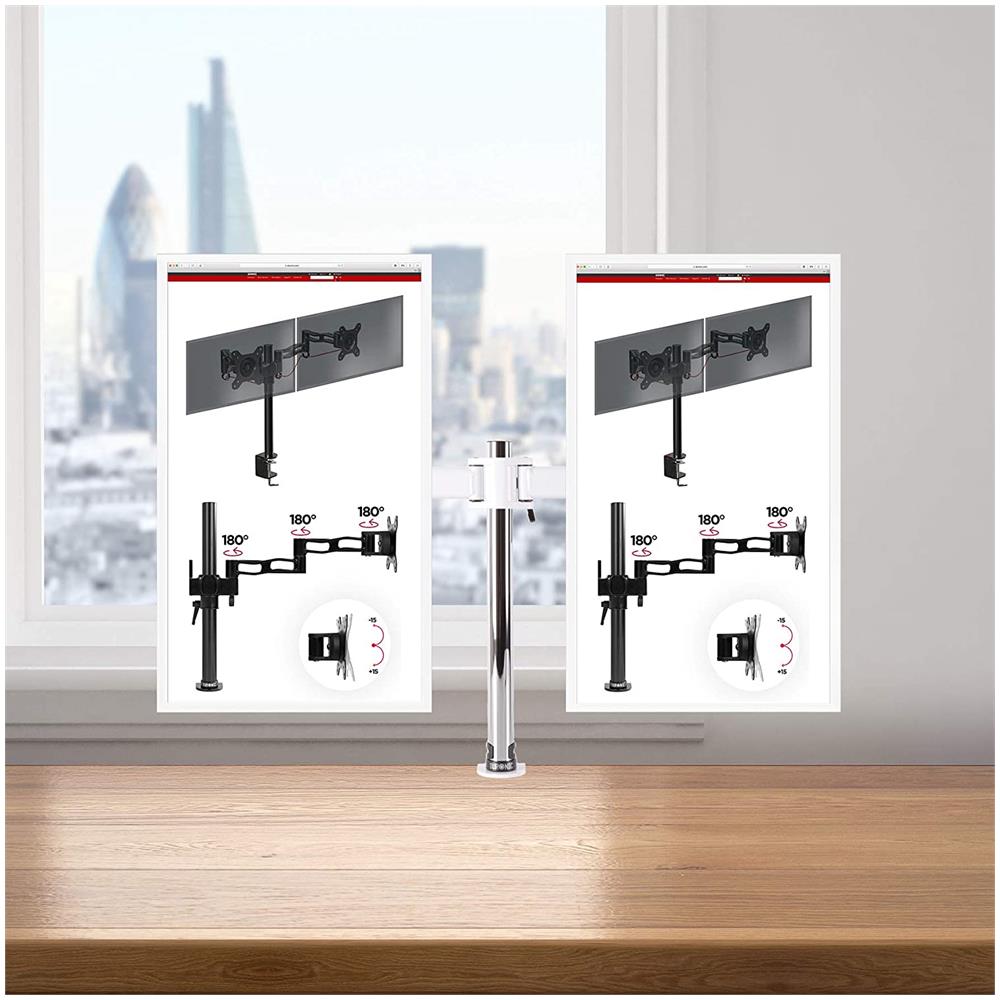 Supporto da Braccio per Doppio Monitor DM252 da 13-27" Inclinazione / Rotazione - Foto 6