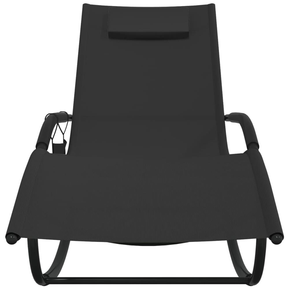 Lettino Prendisole a Dondolo in Acciaio e Textilene Nero - Foto 2