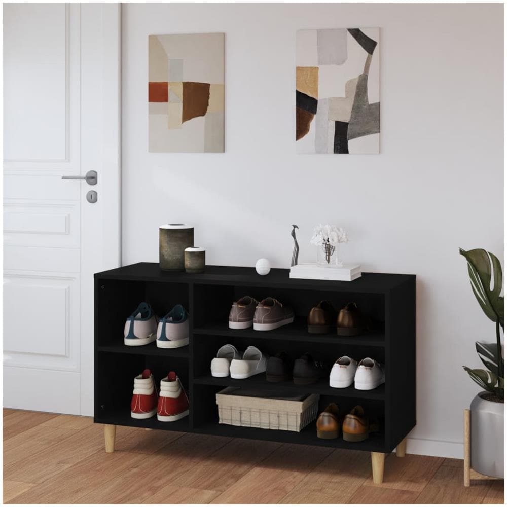 Scarpiera Nera 102x36x60 Cm In Legno Multistrato - Foto 3