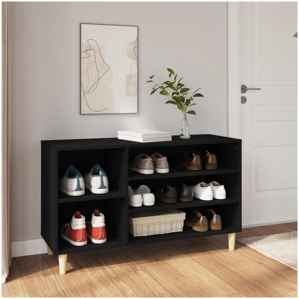 Scarpiera Nera 102x36x60 Cm In Legno Multistrato - Foto 1