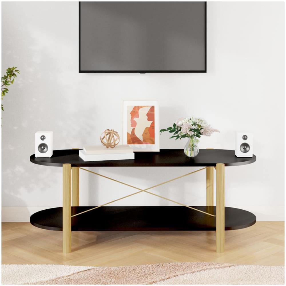 Tavolino Da Salotto Nero 110x48x40 Cm In Legno Multistrato - Foto 3