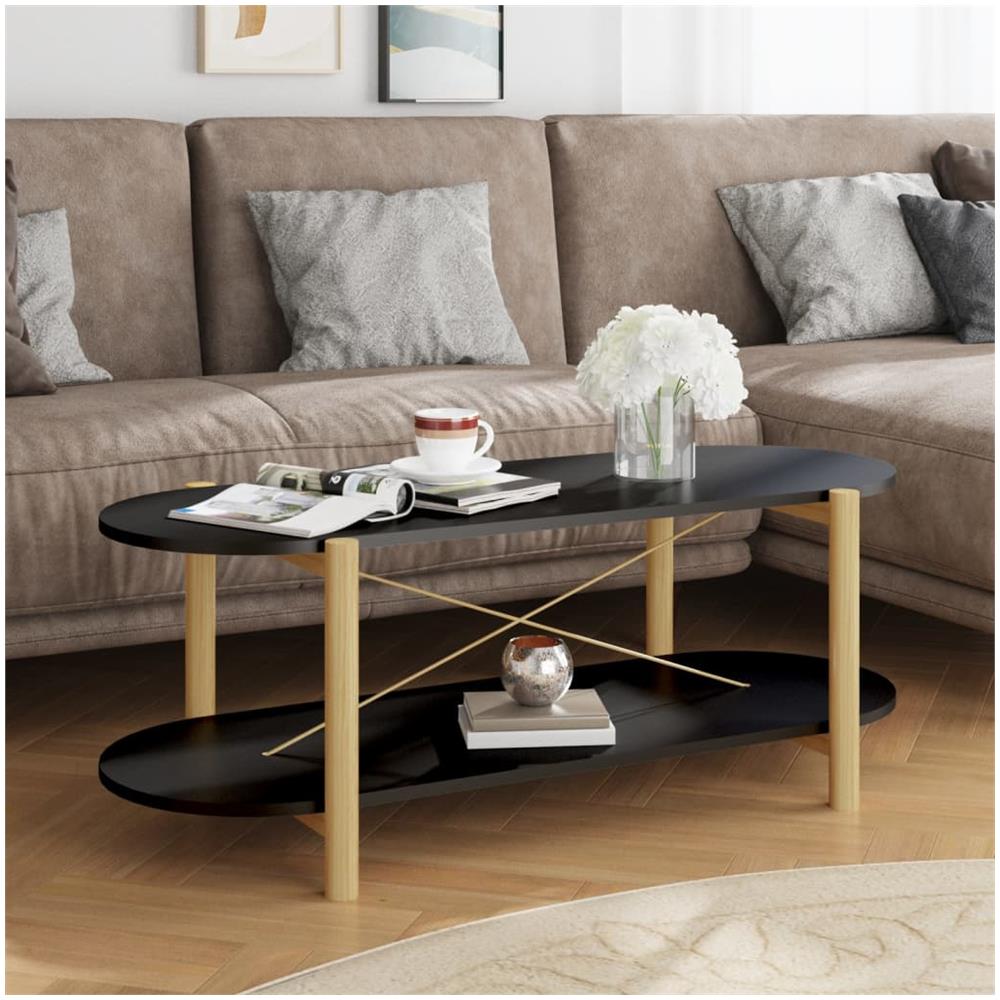 Tavolino Da Salotto Nero 110x48x40 Cm In Legno Multistrato - Foto 1