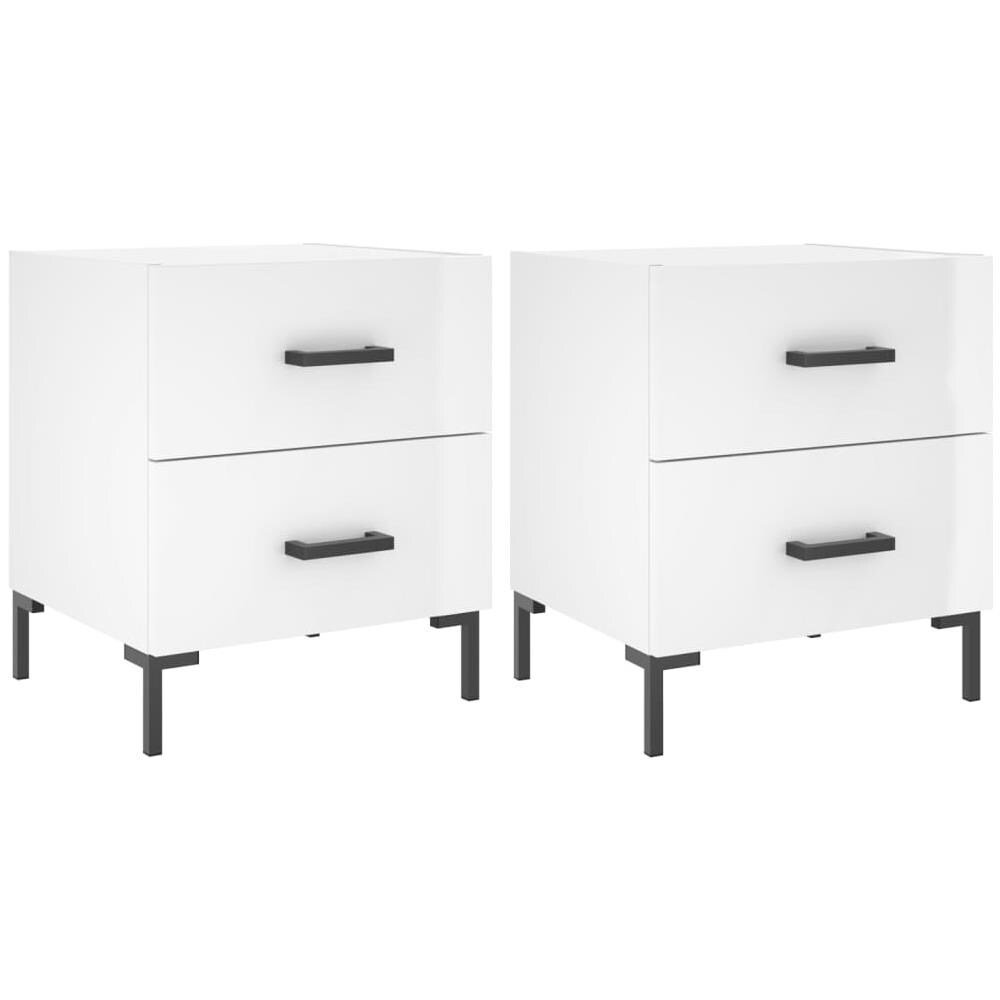 Comodini 2 Pz Bianco Lucido 40x35x47,5 Cm In Legno Multistrato - Foto 1