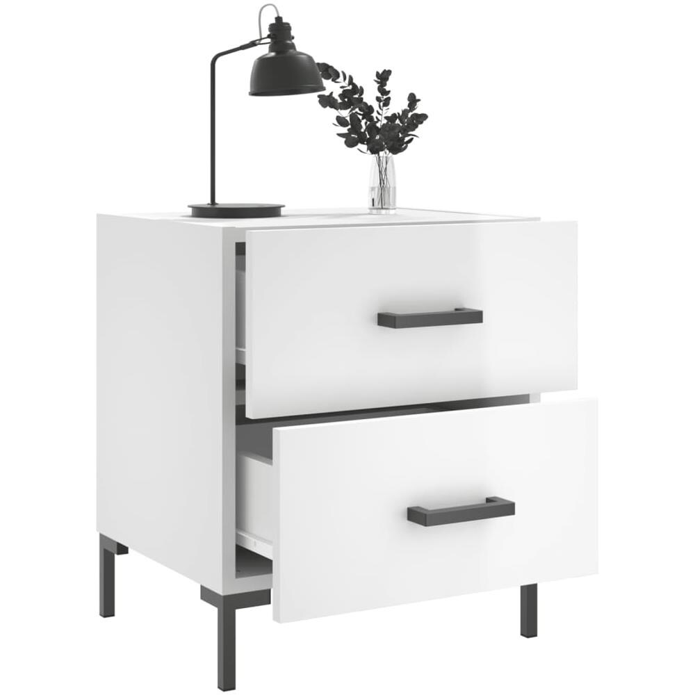 Comodini 2 Pz Bianco Lucido 40x35x47,5 Cm In Legno Multistrato - Foto 2