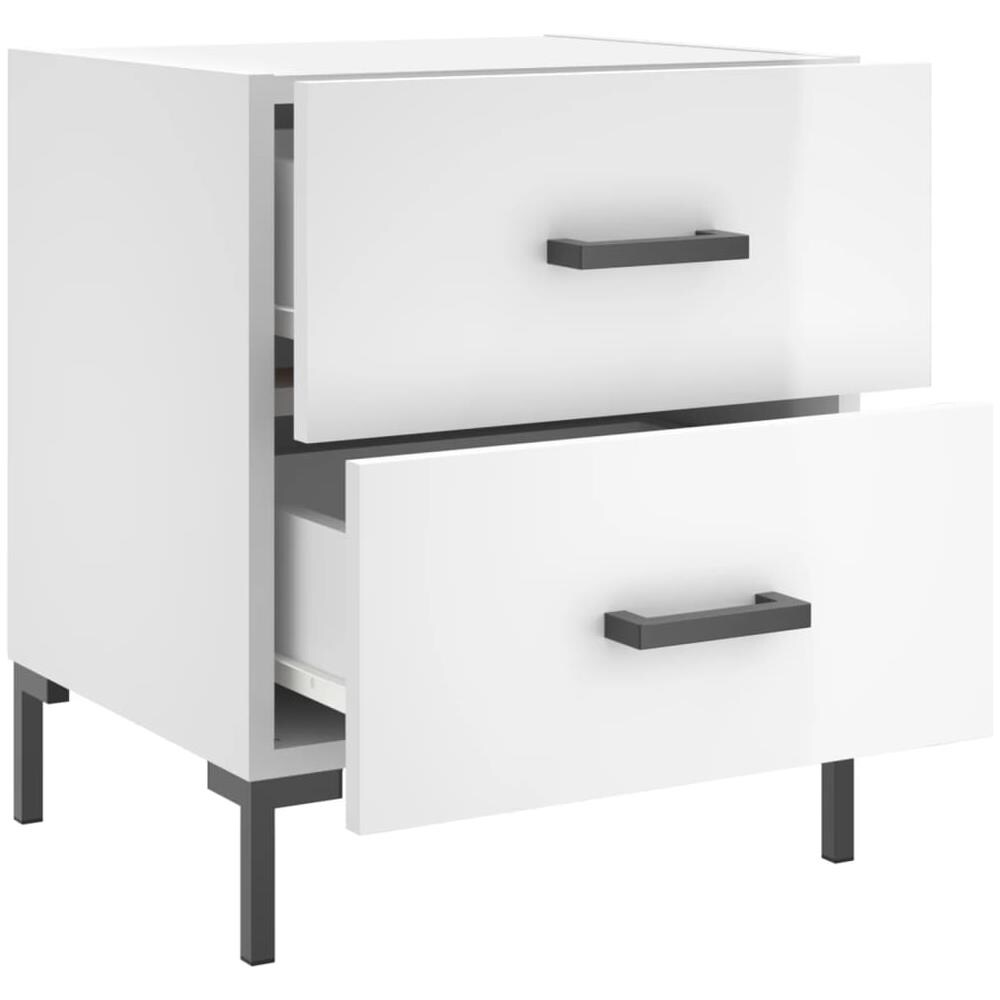 Comodini 2 Pz Bianco Lucido 40x35x47,5 Cm In Legno Multistrato - Foto 7