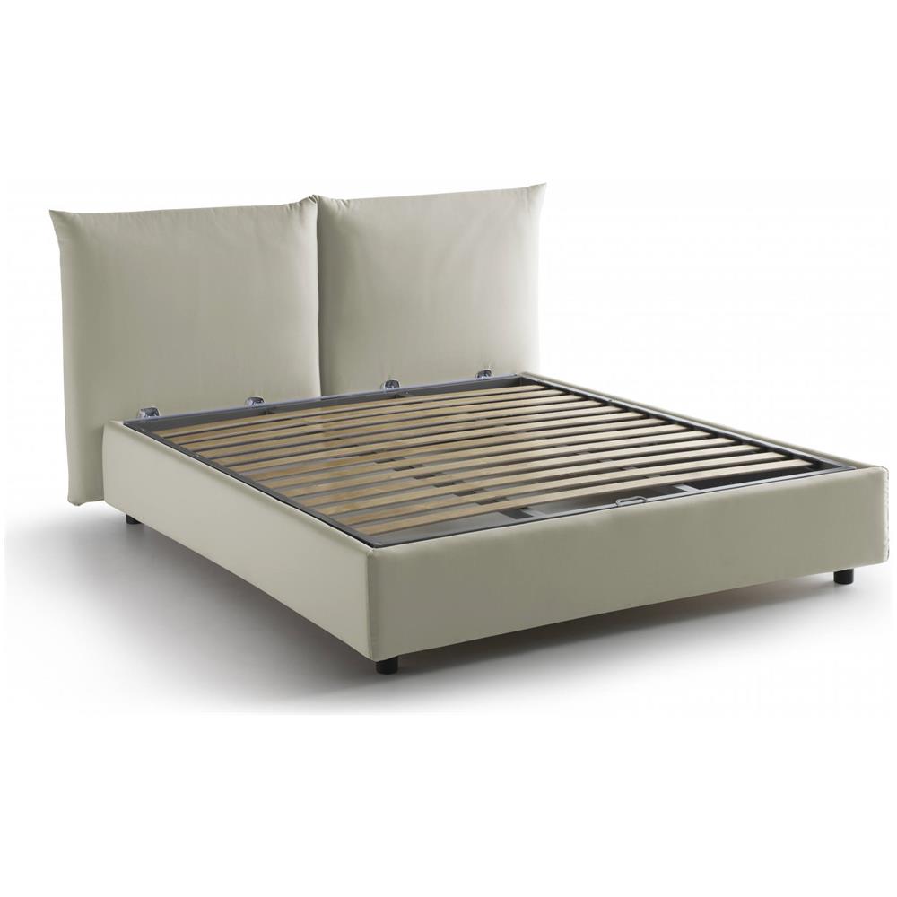Letto Matrimoniale Tiziana, Letto Contenitore Con Rivestimento In Tessuto, 100% Made In Italy, Apertura Frontale, Adatto Per Materasso Cm 160x190, Beige - Foto 2