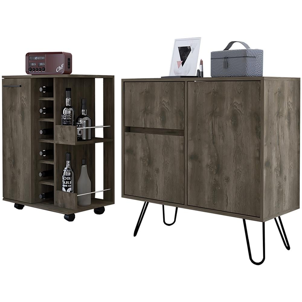 Set Andorra, Credenza Z80 Con 4 Armadi Z 80 + Mobile Bar Basso Con Mobile A Giorno - Foto 1