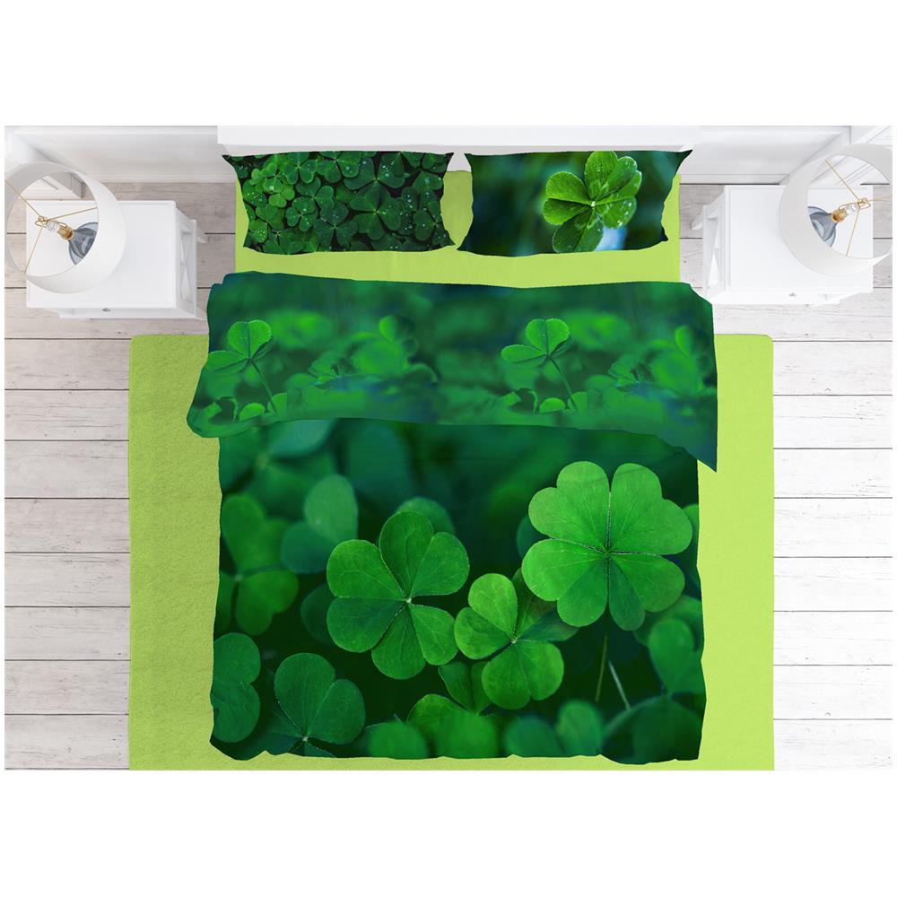 Sacco Copripiumino Federe Letto Matrimoniale Digitale Cotone Quadrifoglio - Foto 1