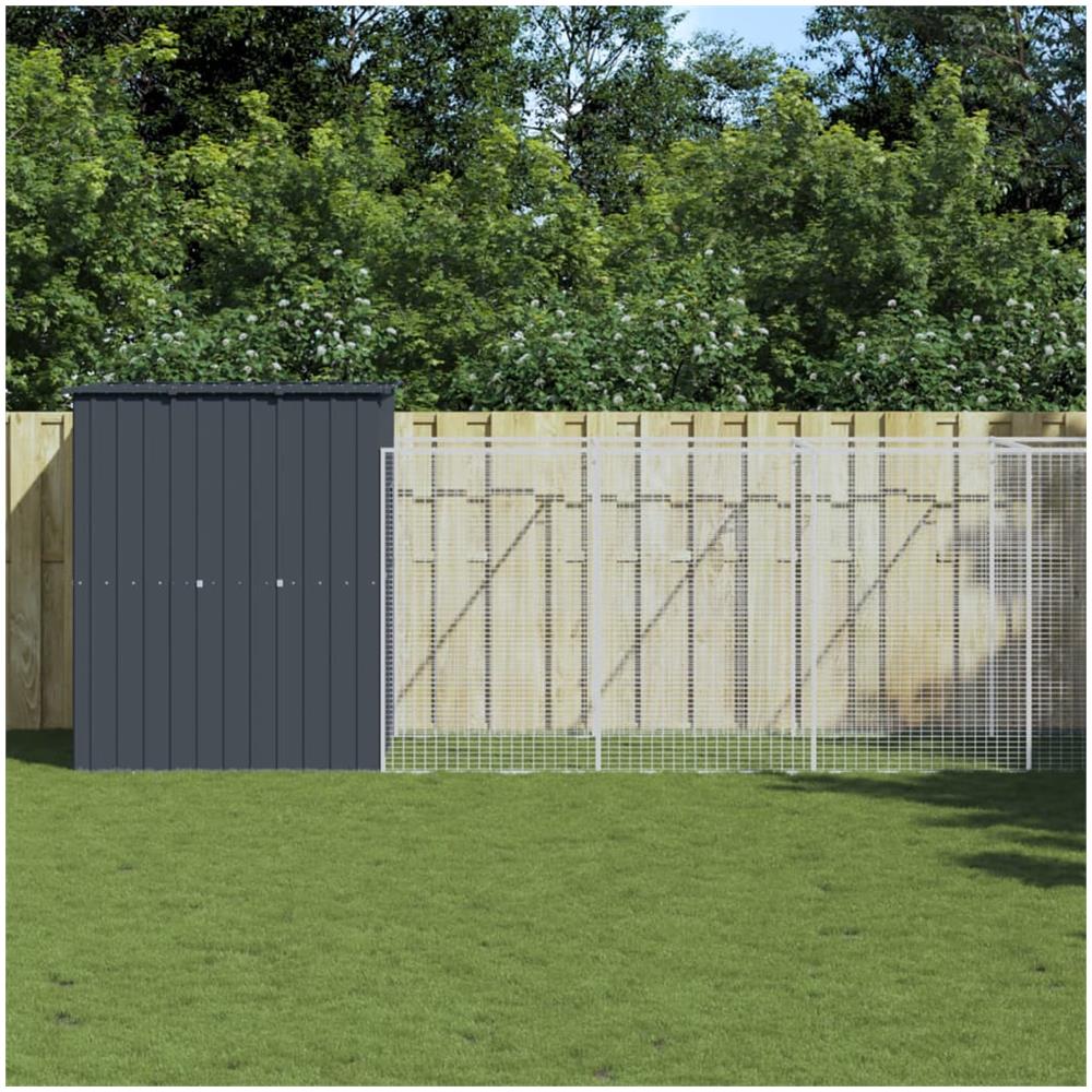 Casetta Cani Con Corsa Antracite 165x659x181 Cm Acciaio Zincato - Foto 1