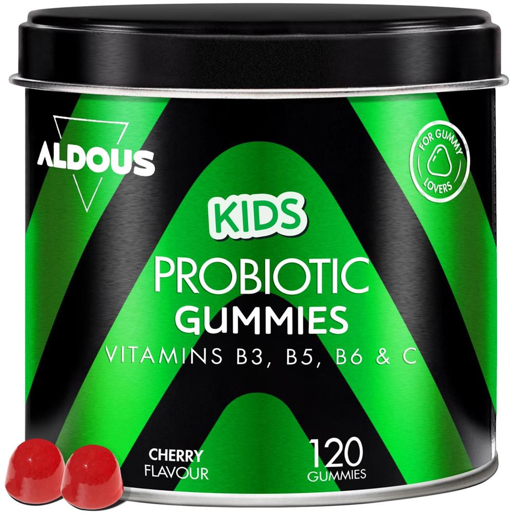 Probiotici con vitamine per bambini in gummies Aldous | 120 caramelle gommose naturali al gusto di ciliegia - Foto 1