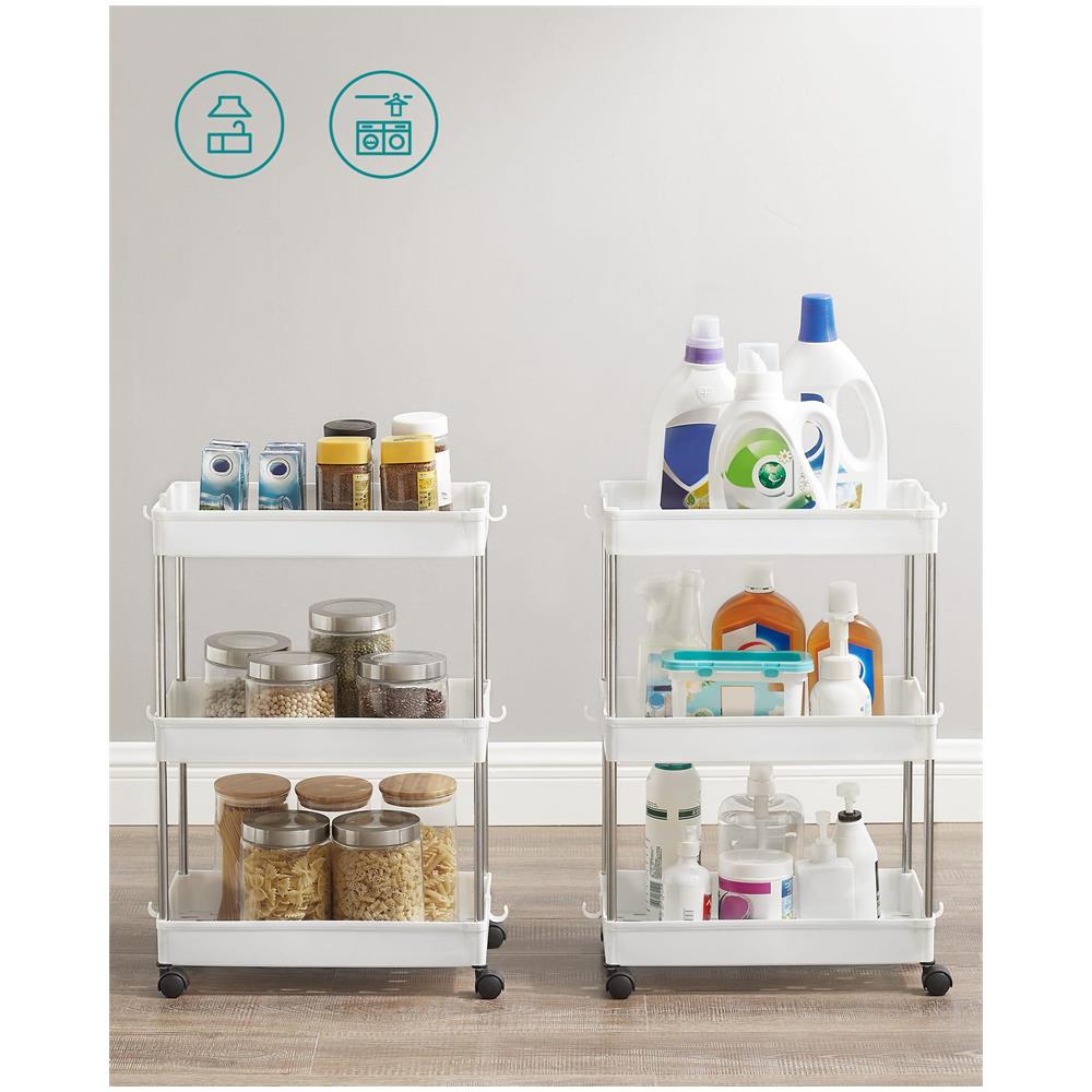 ARMADIO SU RUOTE CON 3 RIPIANI Mobile Storage Bianco - Foto 8