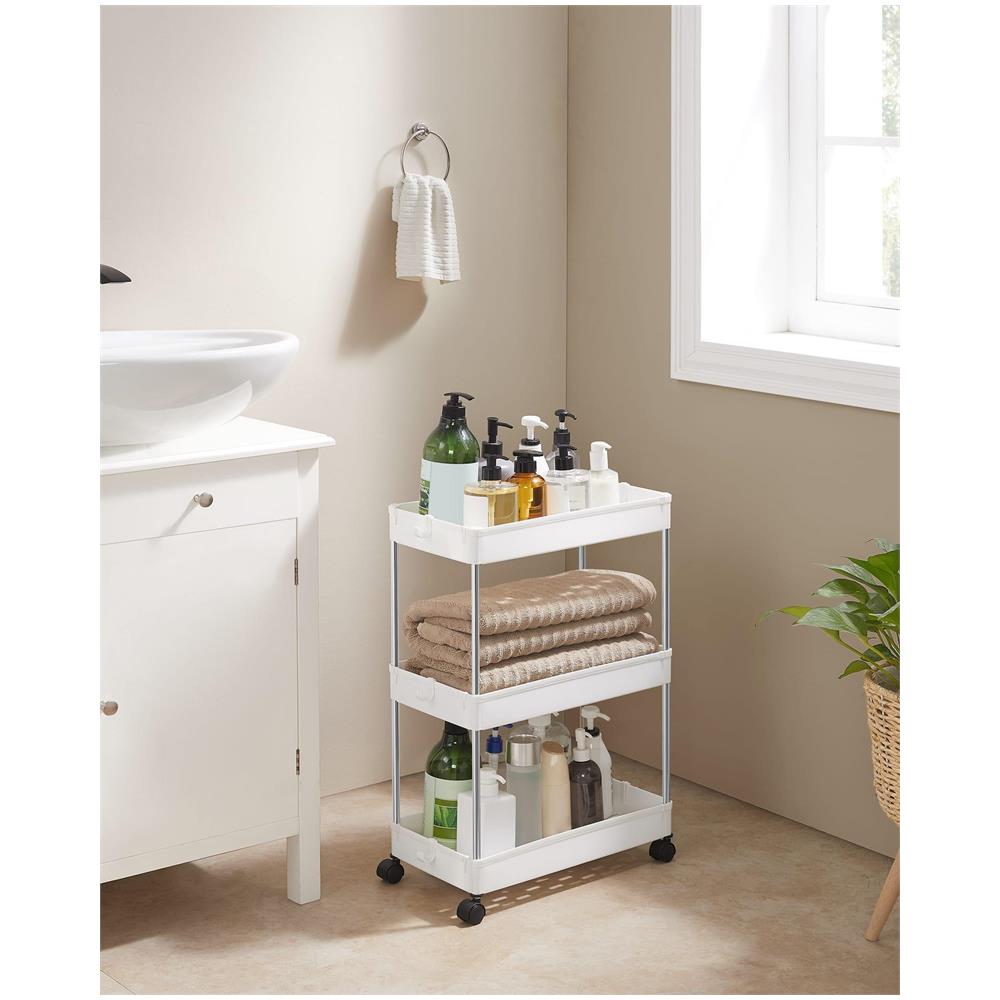 ARMADIO SU RUOTE CON 3 RIPIANI Mobile Storage Bianco - Foto 2