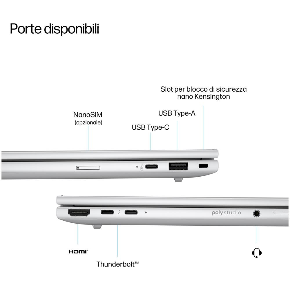 EliteBook 8 G1i AI PC Wolf Pro Security Edition Intel Core Ultra 7 255U Computer portatile 35,6 cm (14") WUXGA 24 GB DDR5-SDRAM 1 TB SSD Wi-Fi 6E (802.11ax) Windows 11 Pro Argento - Foto 12