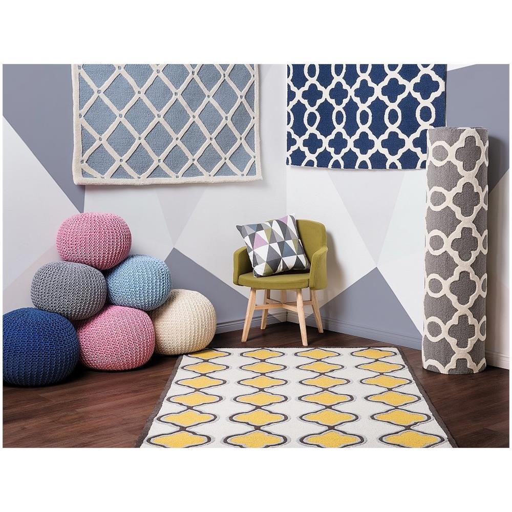 Pouf Poggiapiedi In Tessuto Azzurro 40 X 25 Cm Conrad - Foto 1