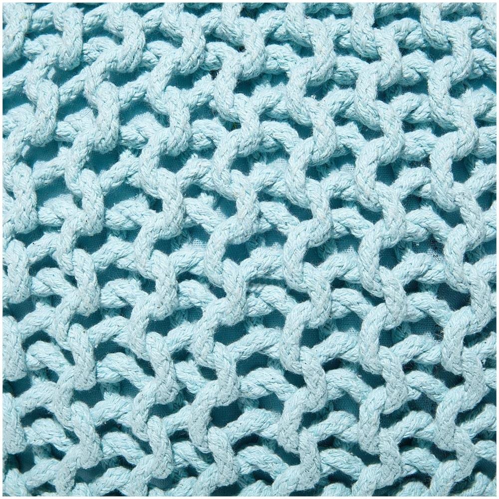 Pouf Poggiapiedi In Tessuto Azzurro 40 X 25 Cm Conrad - Foto 2