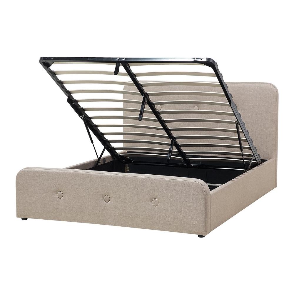 Letto Matrimoniale In Tessuto Beige Con Contenitore 140 X 200 Cm Rennes - Foto 1