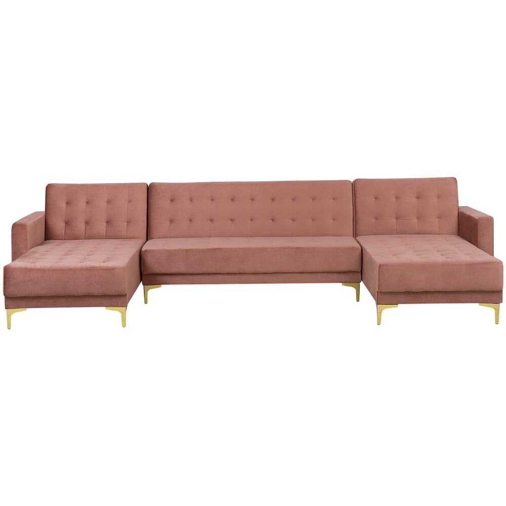 Divano A U Aberdeen Rosa Velluto Reversibile - Foto 1