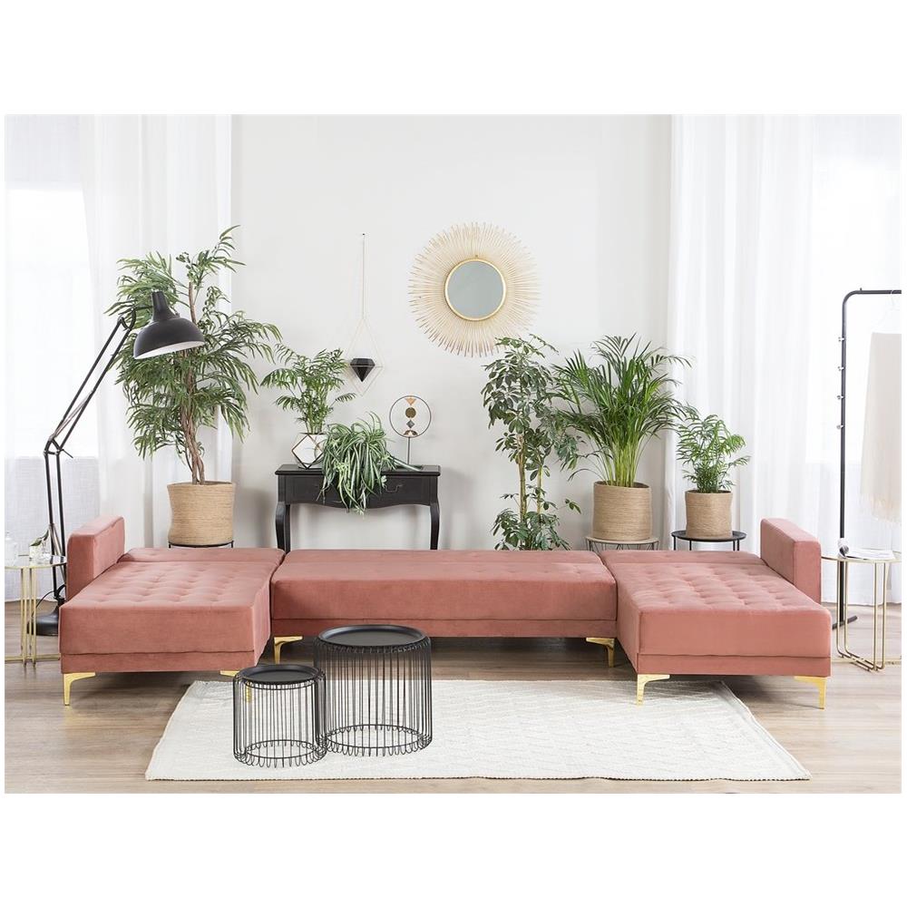 Divano A U Aberdeen Rosa Velluto Reversibile - Foto 2