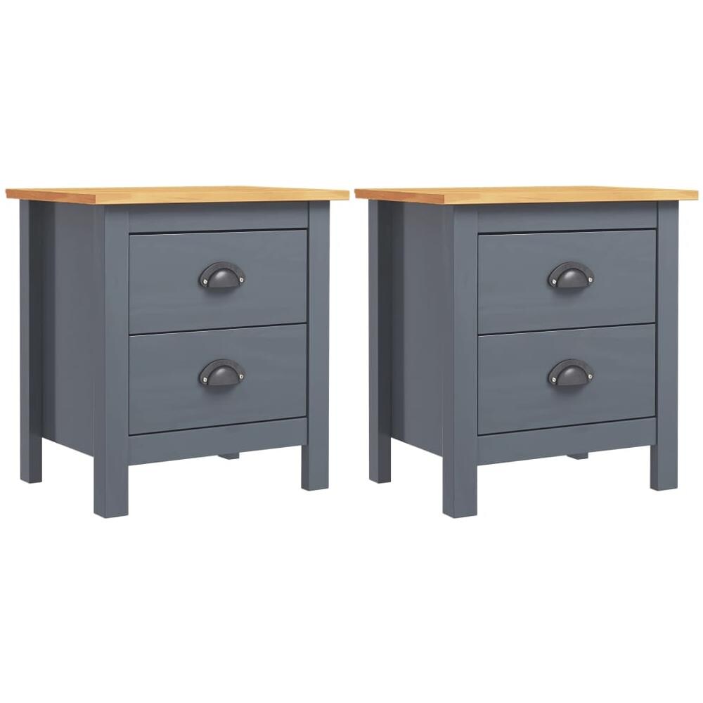 Comodini Hill Grigi 2 pz 46x35x49,5 cm in Legno di Pino - Foto 1