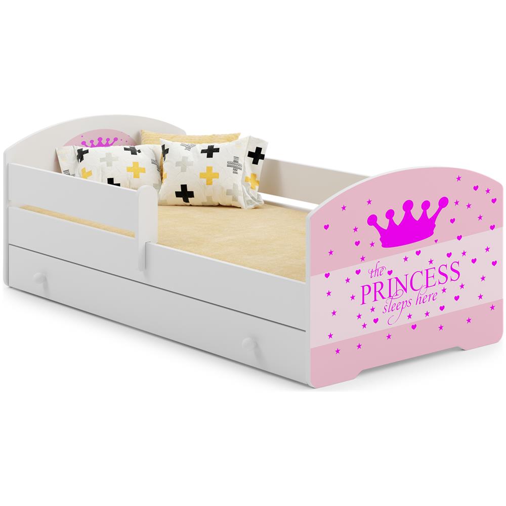 Letto Per Bambini Luk 140x70 Cassetto E Una Ringhiera+ Materasso E Giroletto Sleeping Princess Pink - Foto 1