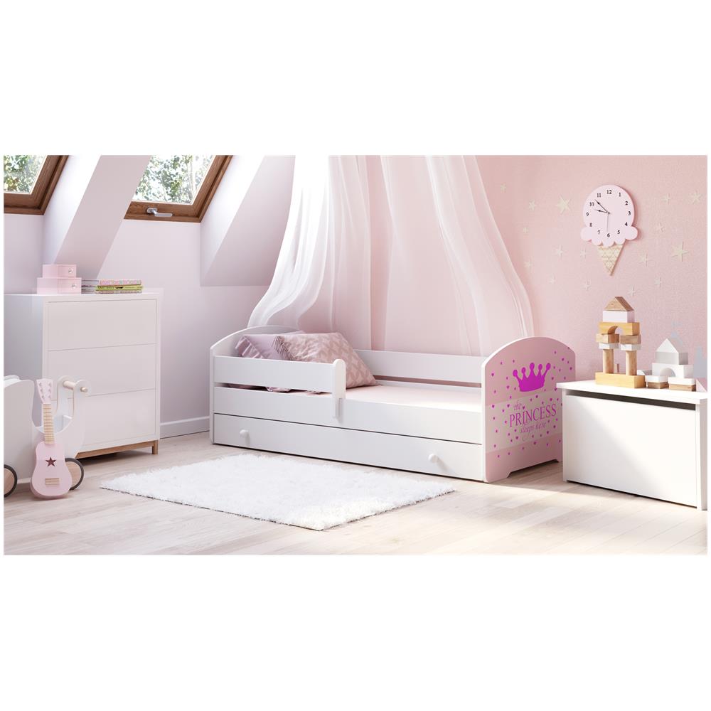 Letto Per Bambini Luk 140x70 Cassetto E Una Ringhiera+ Materasso E Giroletto Sleeping Princess Pink - Foto 2