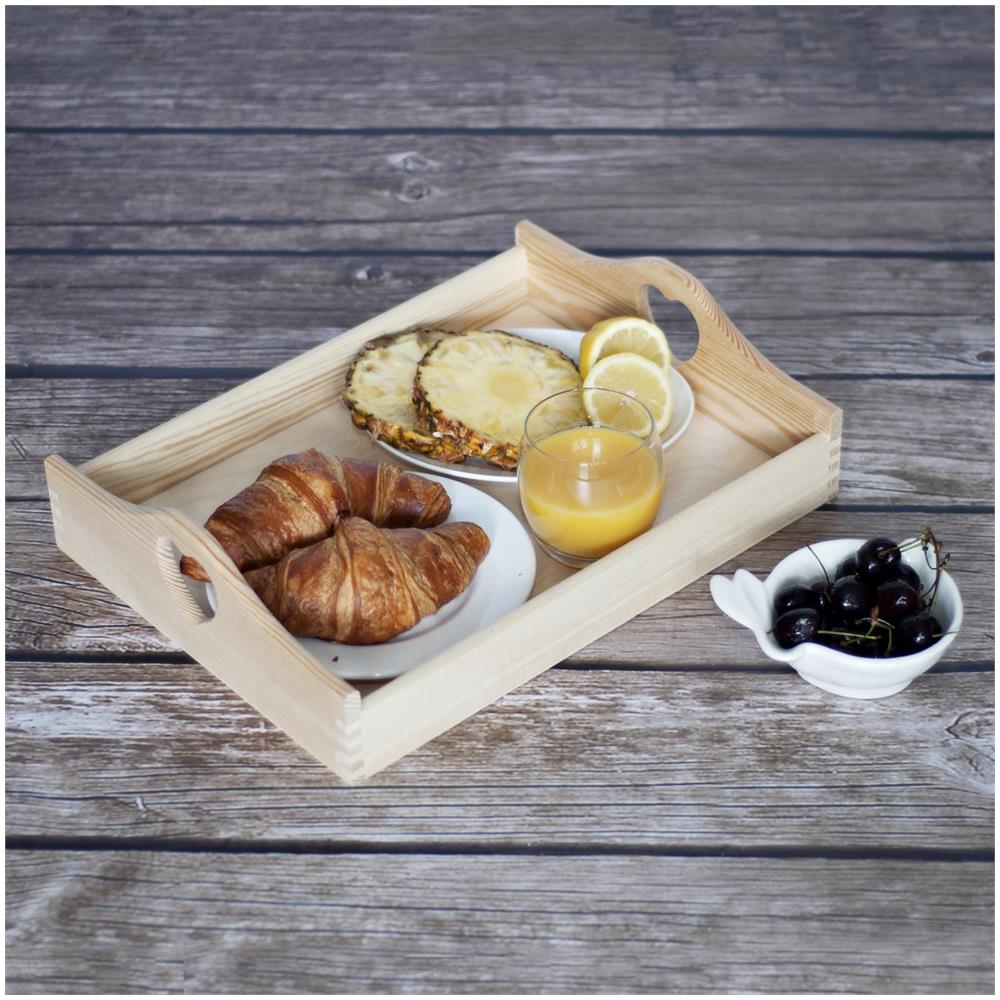 Vassoio In Legno | Maniglie Cuore | 35 X 25 X 10,5 Cm | Per Servire Cibo, Colazione, Caffè E Dolci | Perfetto Per Decorare La Cucina, Soggiorno E Sala Da Pranzo | Decoupage - Foto 2