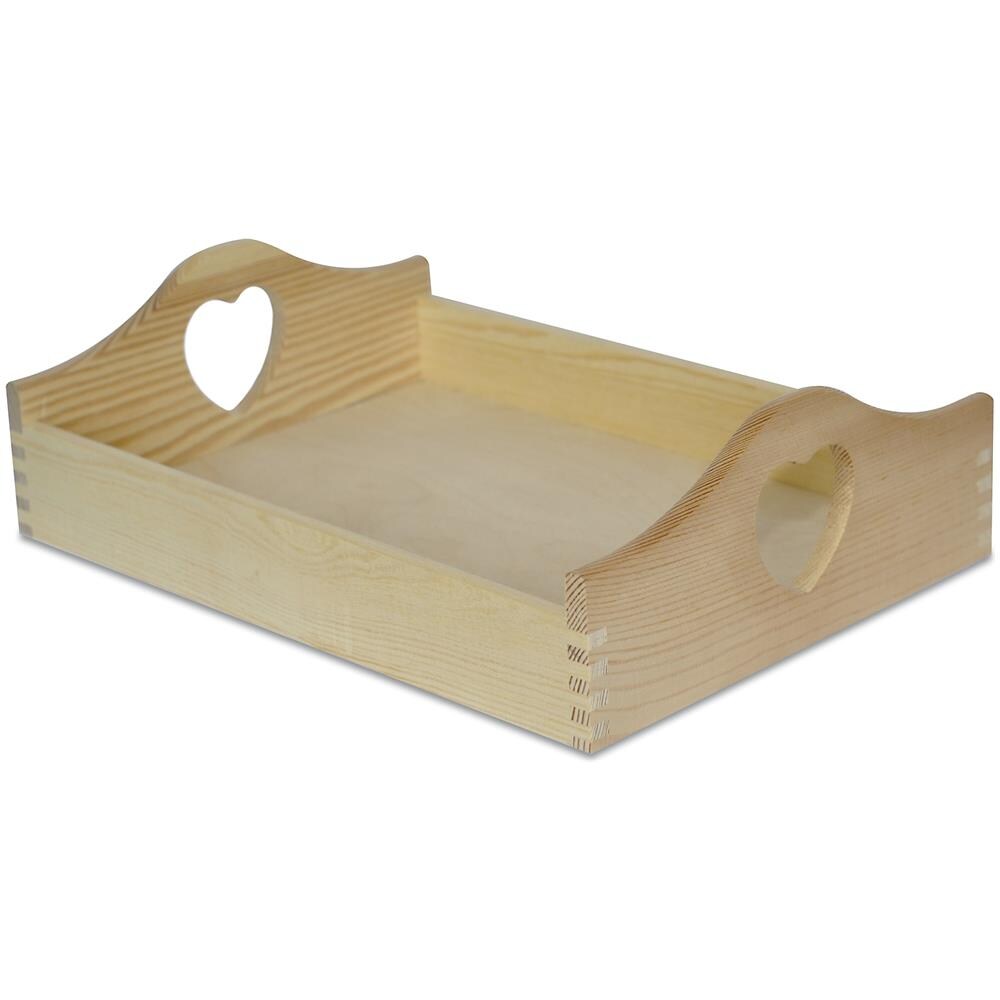 Vassoio In Legno | Maniglie Cuore | 35 X 25 X 10,5 Cm | Per Servire Cibo, Colazione, Caffè E Dolci | Perfetto Per Decorare La Cucina, Soggiorno E Sala Da Pranzo | Decoupage - Foto 1