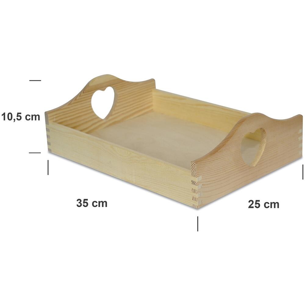 Vassoio In Legno | Maniglie Cuore | 35 X 25 X 10,5 Cm | Per Servire Cibo, Colazione, Caffè E Dolci | Perfetto Per Decorare La Cucina, Soggiorno E Sala Da Pranzo | Decoupage - Foto 5