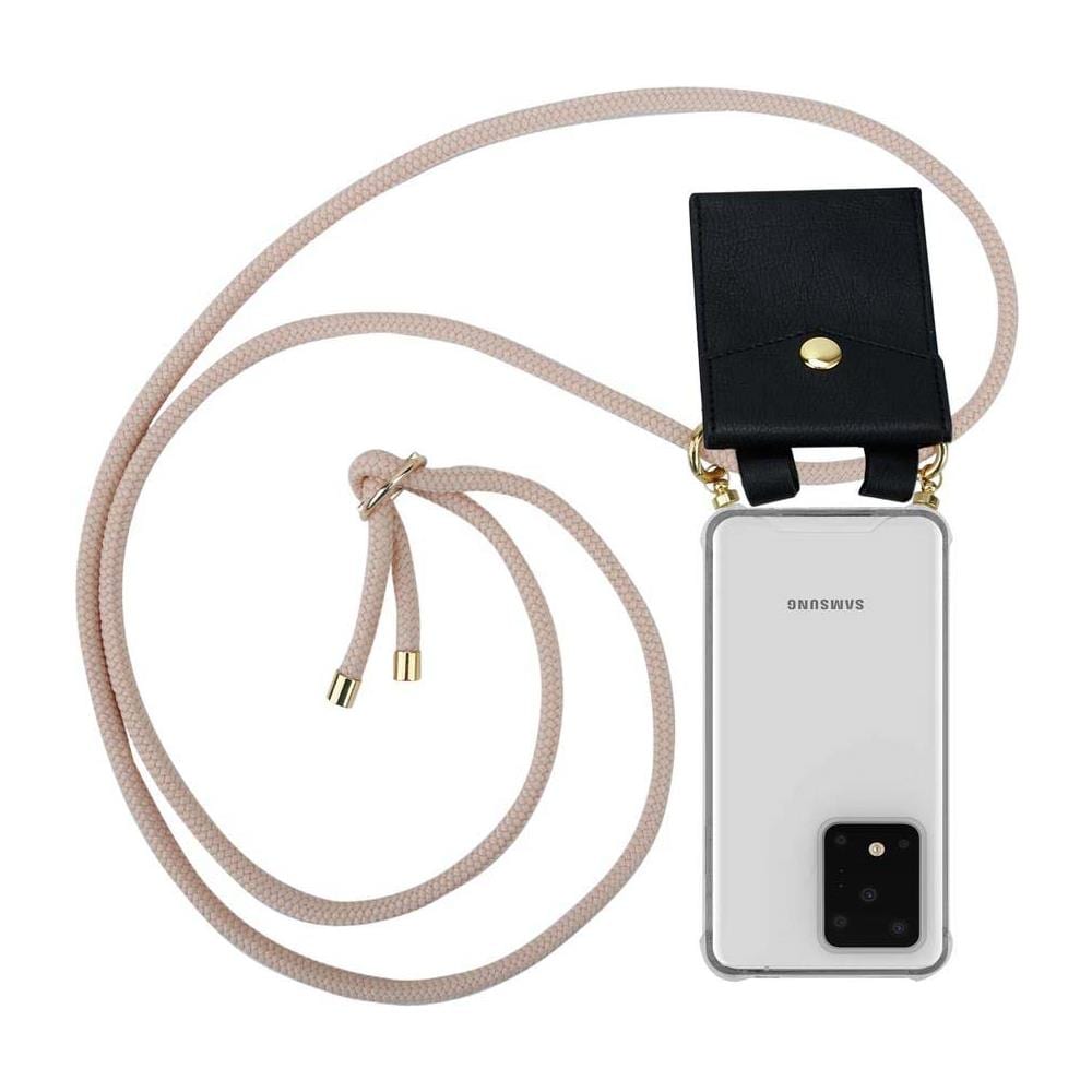 Catena Di Telefoni Cellulari Compatibile Con Samsung Galaxy S20 Ultra In Or Rosato A Perla - Coperchio Protettivo In Silicone Con Anelli D'oro, Cinturino In Corda E Custodia Staccabile - Foto 1
