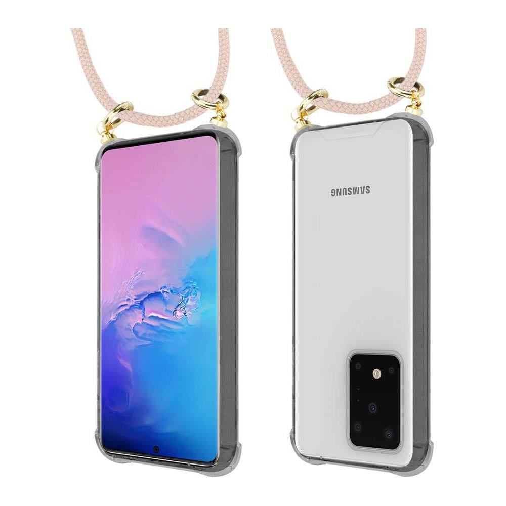 Catena Di Telefoni Cellulari Compatibile Con Samsung Galaxy S20 Ultra In Or Rosato A Perla - Coperchio Protettivo In Silicone Con Anelli D'oro, Cinturino In Corda E Custodia Staccabile - Foto 8