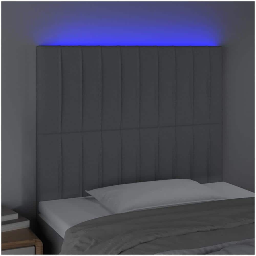 Testiera A Led Grigio Chiaro 80x5x118/128 Cm In Tessuto - Foto 3