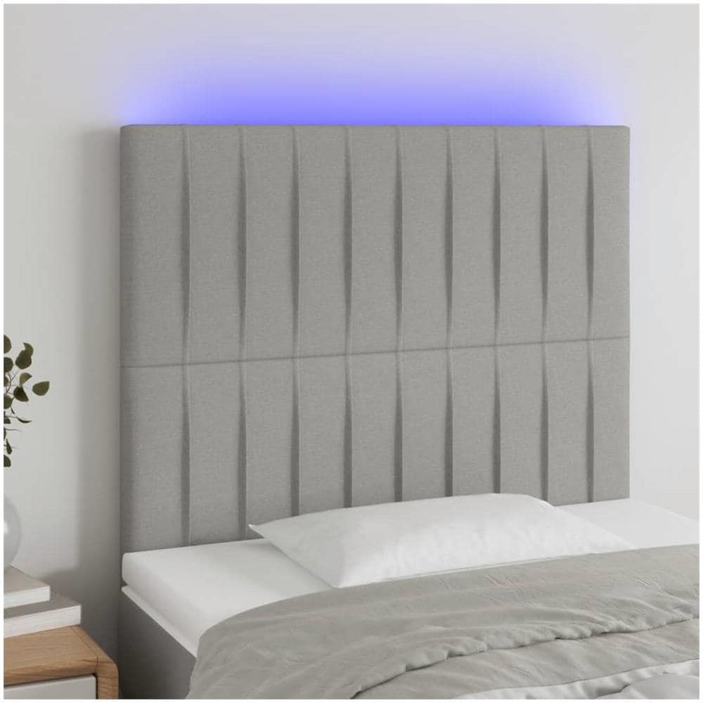 Testiera A Led Grigio Chiaro 80x5x118/128 Cm In Tessuto - Foto 1