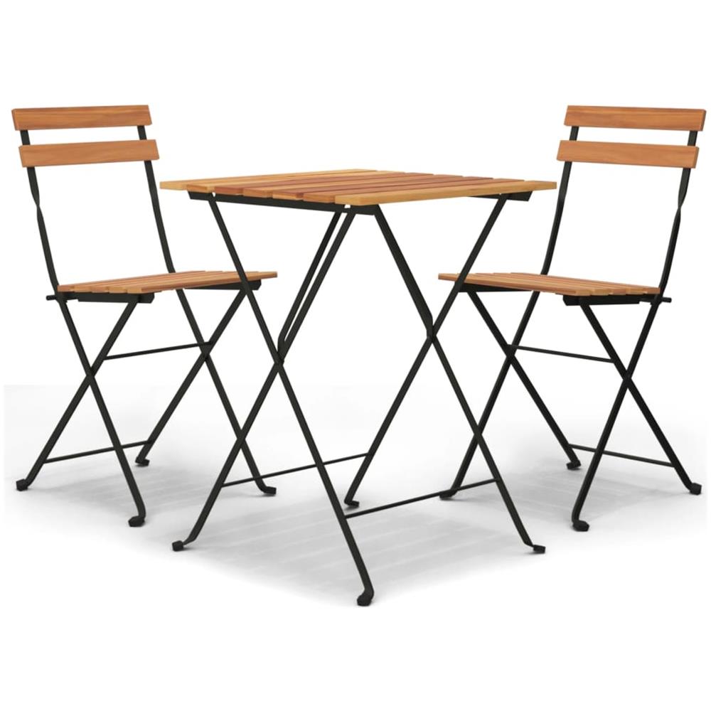 Set Bistrò Pieghevole 3 Pz In Legno Massello Di Teak E Acciaio - Foto 2