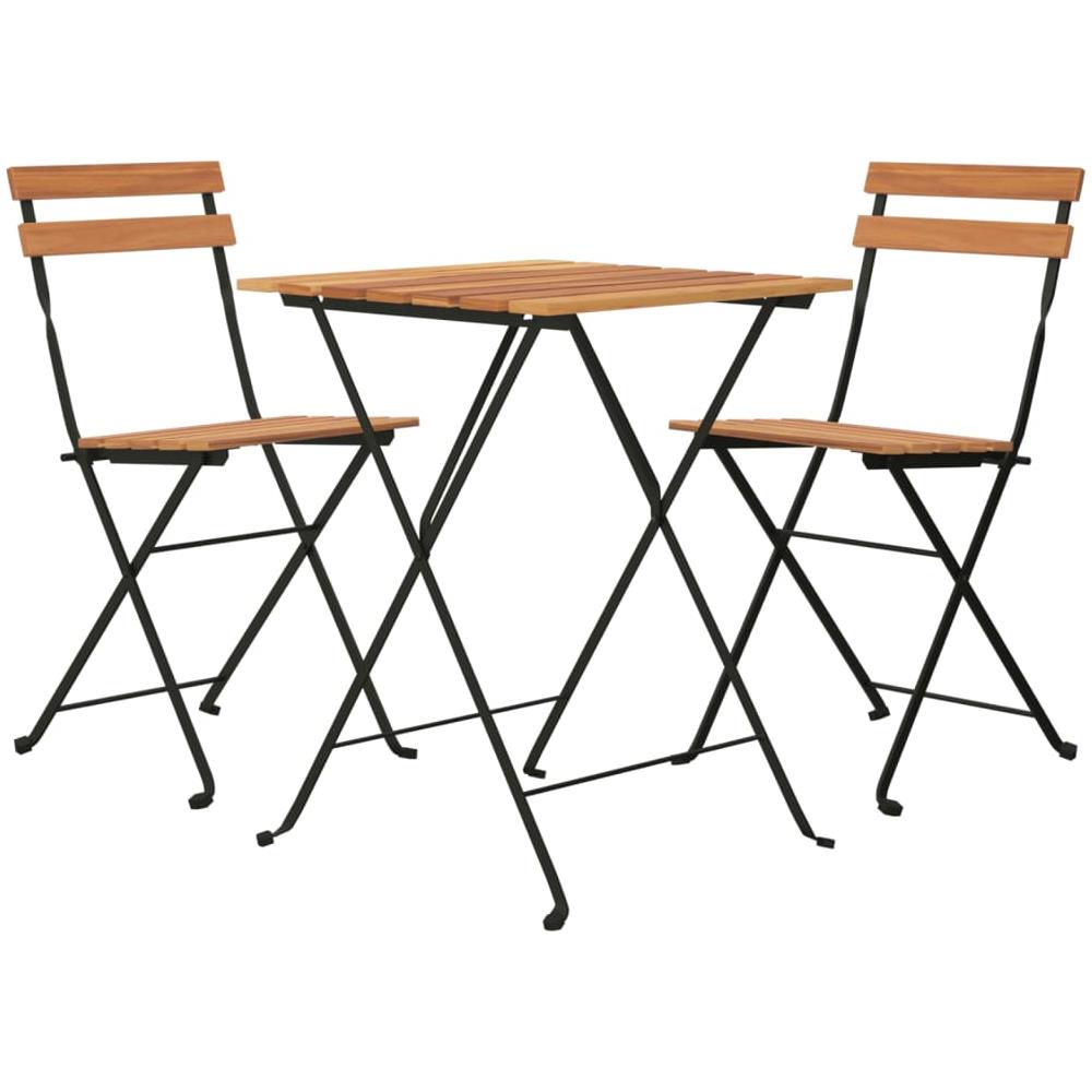 Set Bistrò Pieghevole 3 Pz In Legno Massello Di Teak E Acciaio - Foto 3