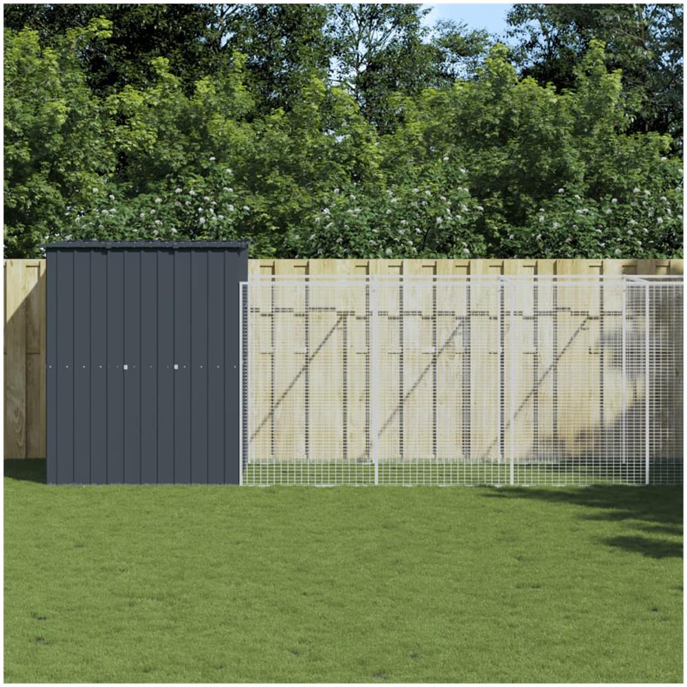 Casetta Cani con Corsa Antracite 165x863x181 cm Acciaio Zincato - Foto 1