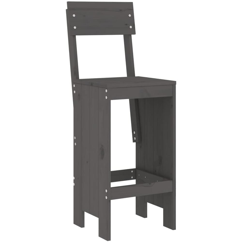 Sgabelli Da Bar 2pz Grigi 40x48,5x115,5 Cm Legno Massello Pino - Foto 3