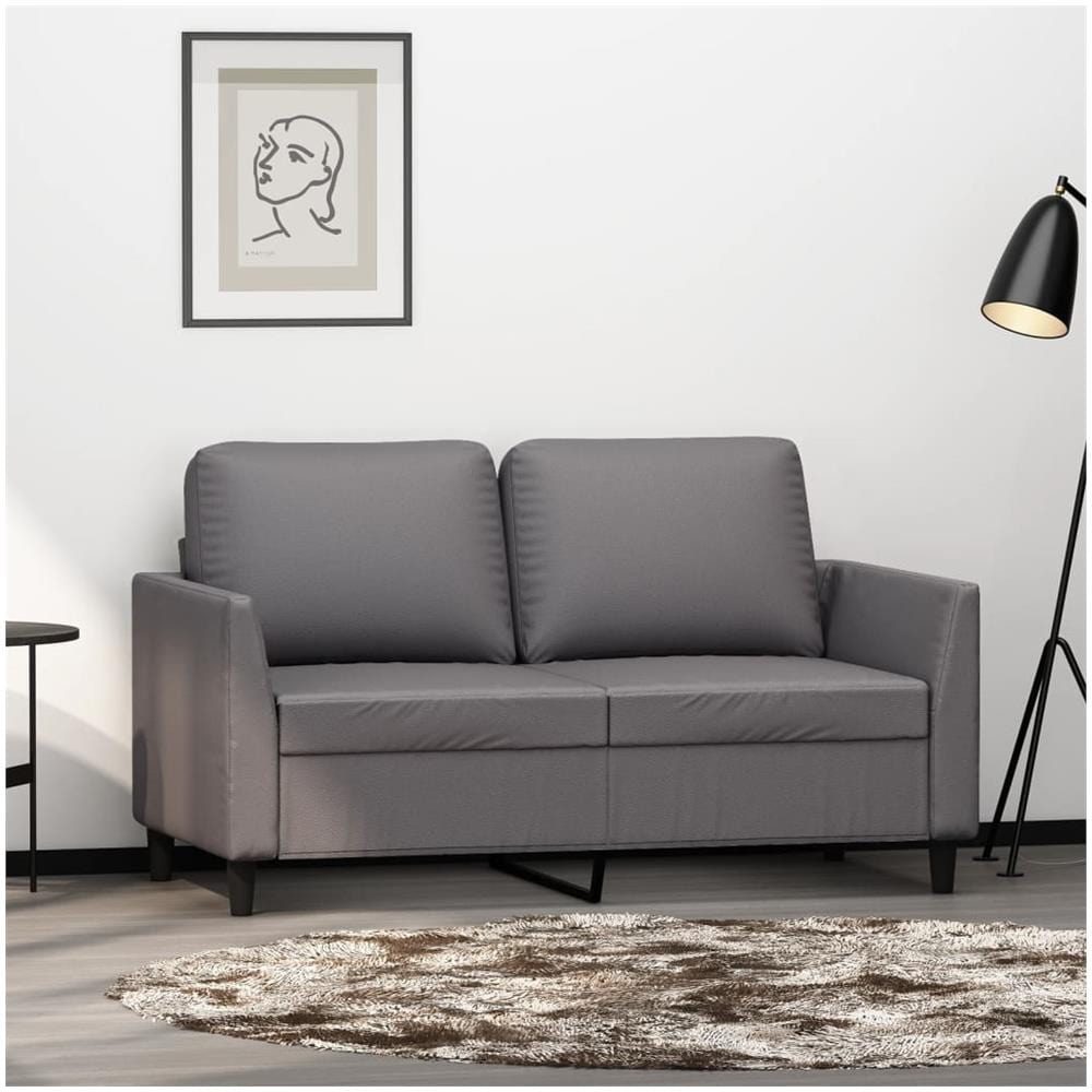 Divano A 2 Posti Grigio 120 Cm In Similpelle - Foto 1