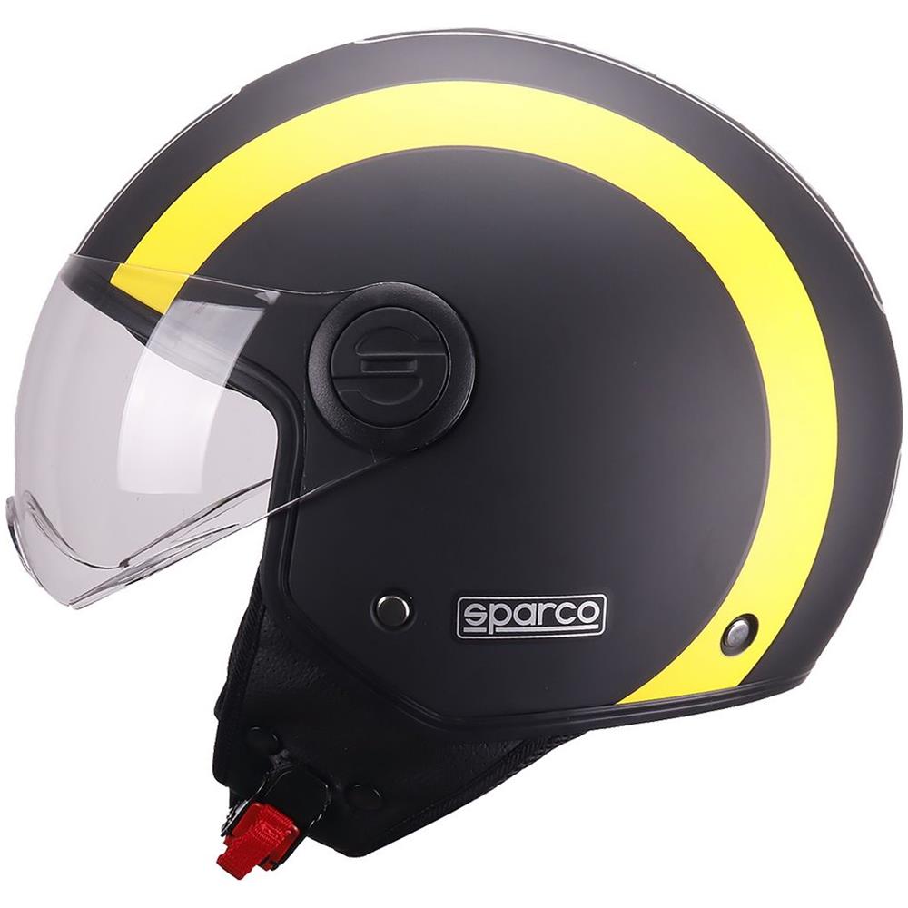 Casco Demi-jet Per Moto Nero E Giallo Con Calotta In Abs Taglia M - Foto 1