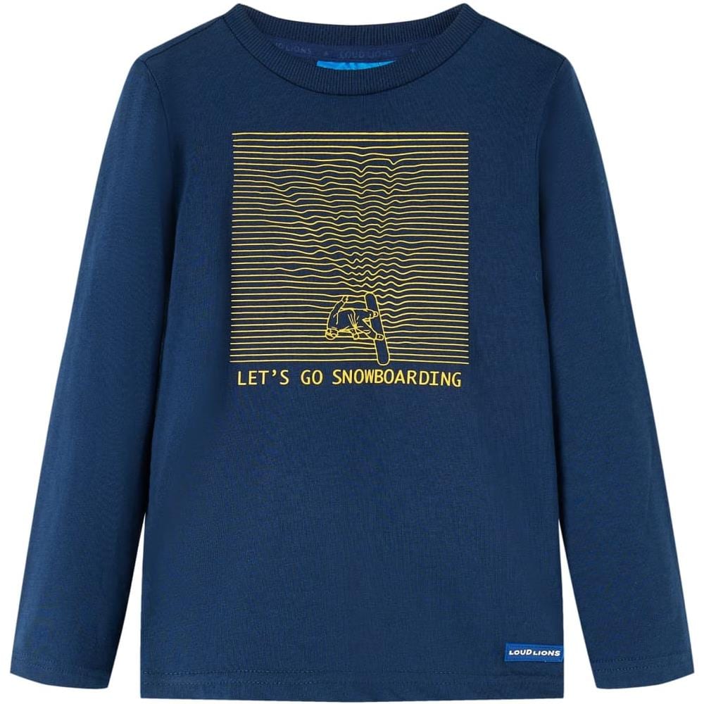Maglietta Da Bambino A Maniche Lunghe Stampa Snowboard Blu Marino 116 - Foto 1