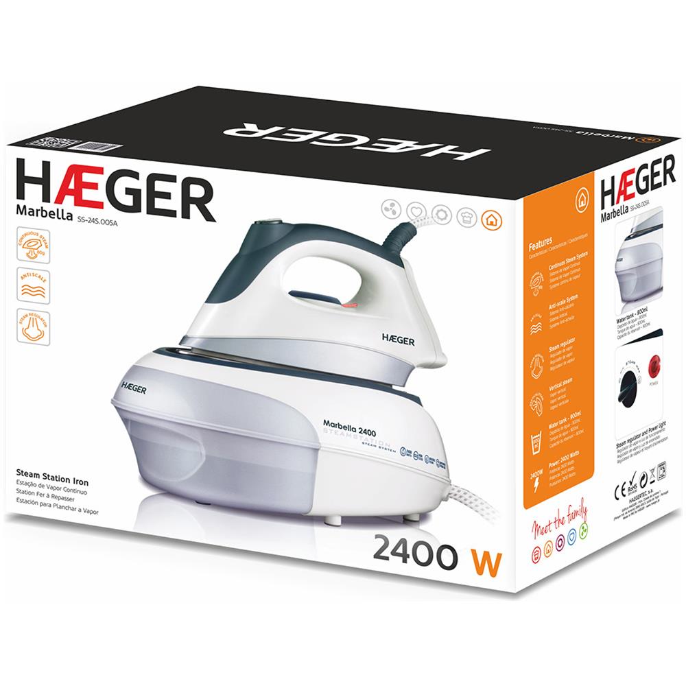 SS-24S. 005A ferro da stiro Ferro a vapore Acciaio inossidabile 2400 W Nero, Bianco - Foto 4