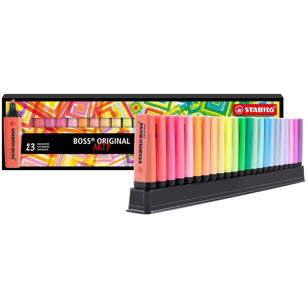 BOSS ORIGINAL - Evidenziatore - Desk-Set - ARTY Edition - 23 Colori assortiti 9 Neon + 14 Pastel - Foto 1